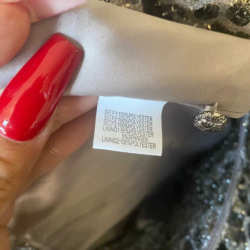Phoebe by Kay Unger metallic silver dress NWT